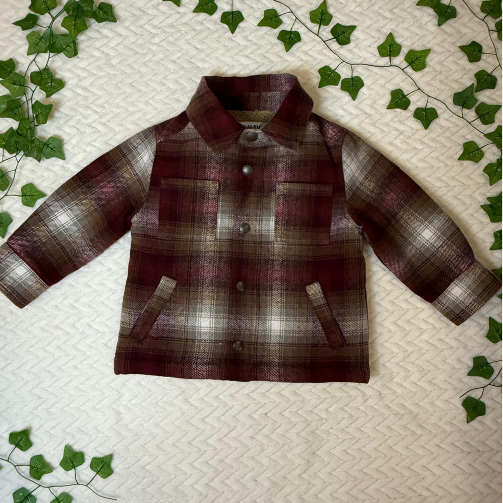 Old Navy Kids Plaid Jacket - Brown and Cream